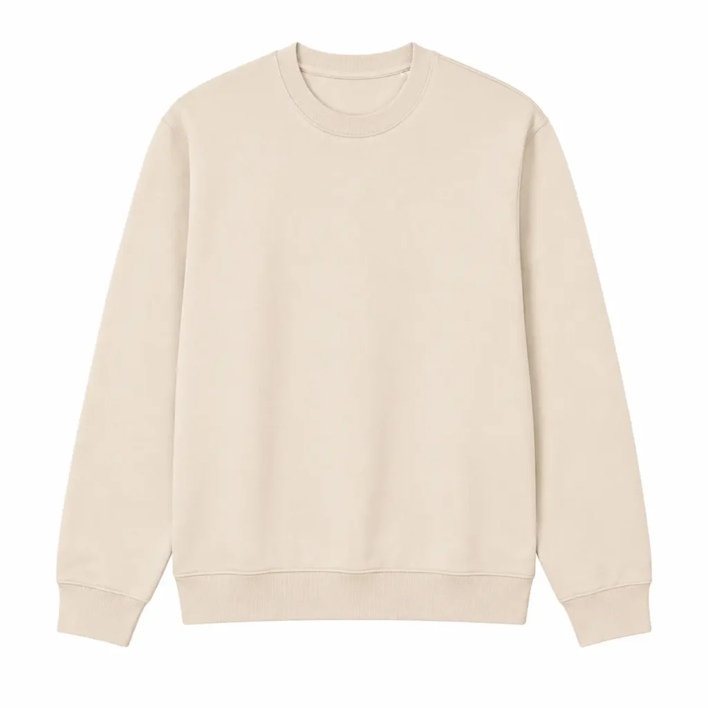Buzo frizado cuello redondo Beige frente