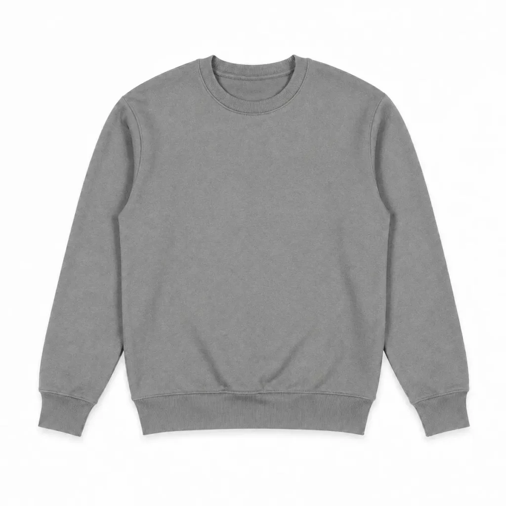 Buzo frizado cuello redondo talle especial Gris frente