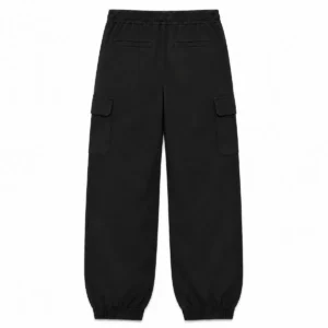 Jogger cargo con puño de gabardina Negro liso espalda