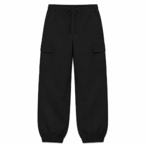 Jogger cargo con puño de gabardina Negro liso frente
