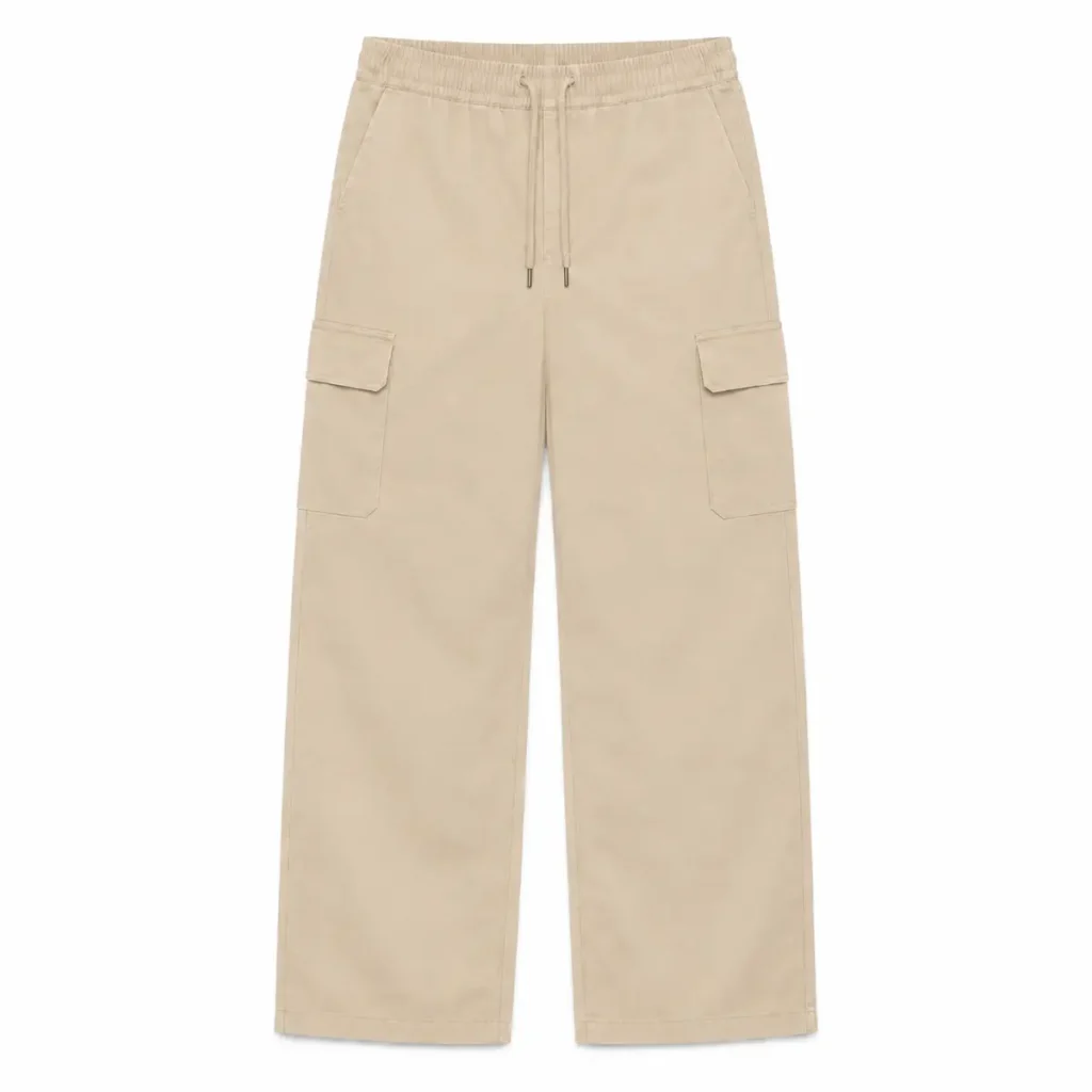 Jogger cargo recto de gabardina Beige frente