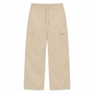 Jogger cargo recto de gabardina Beige frente