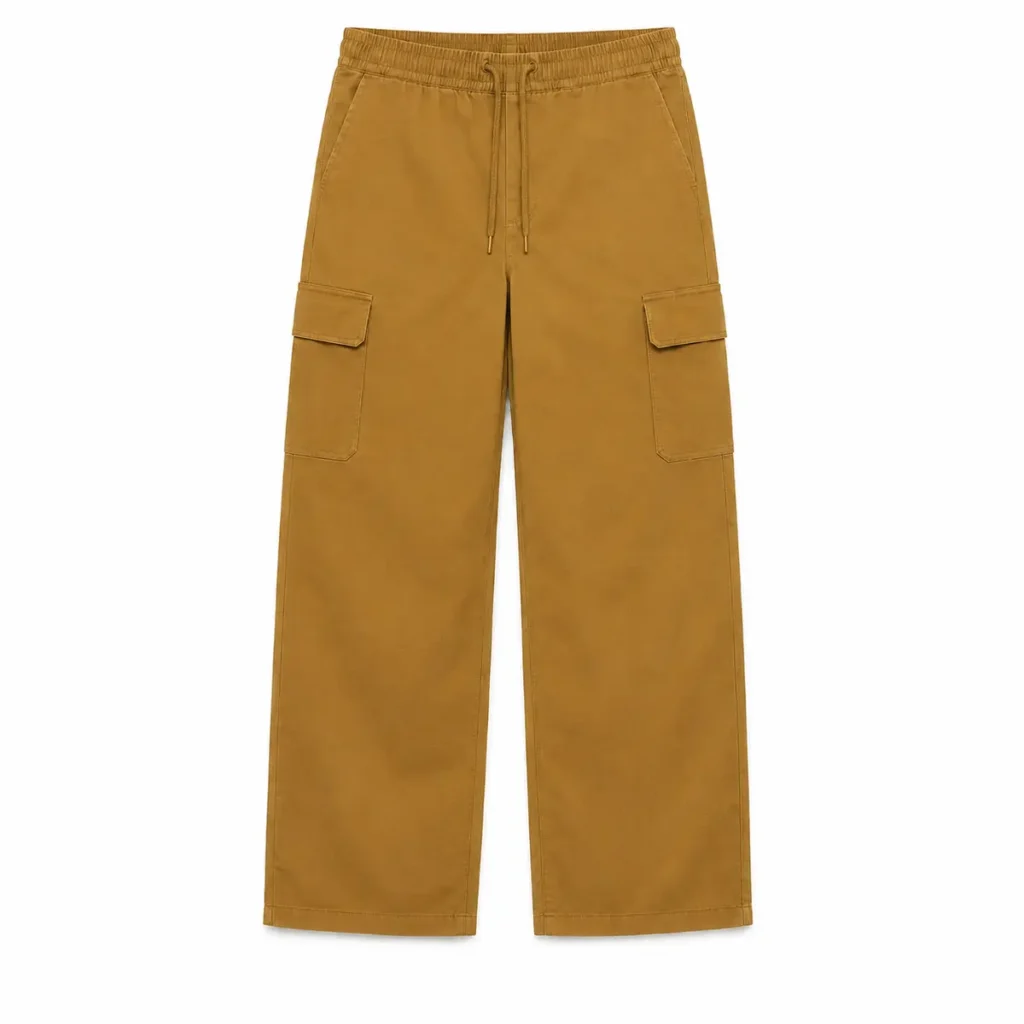 Jogger cargo recto de gabardina Mostaza frente