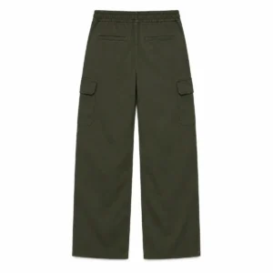 Jogger cargo recto de gabardina Verde militar espalda