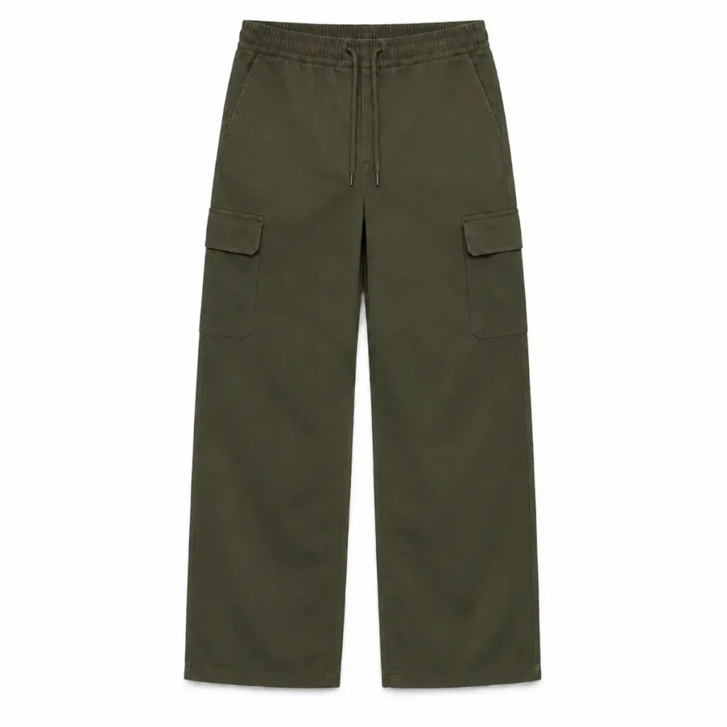 Jogger cargo recto de gabardina Verde militar frente
