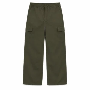 Jogger cargo recto de gabardina Verde militar frente