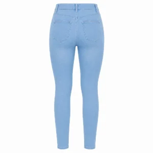 Pantalón elastizado mujer Celeste liso espalda
