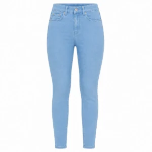 Pantalón elastizado mujer Celeste liso frente