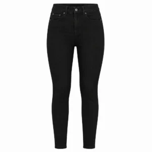 Pantalón elastizado mujer Negro liso frente