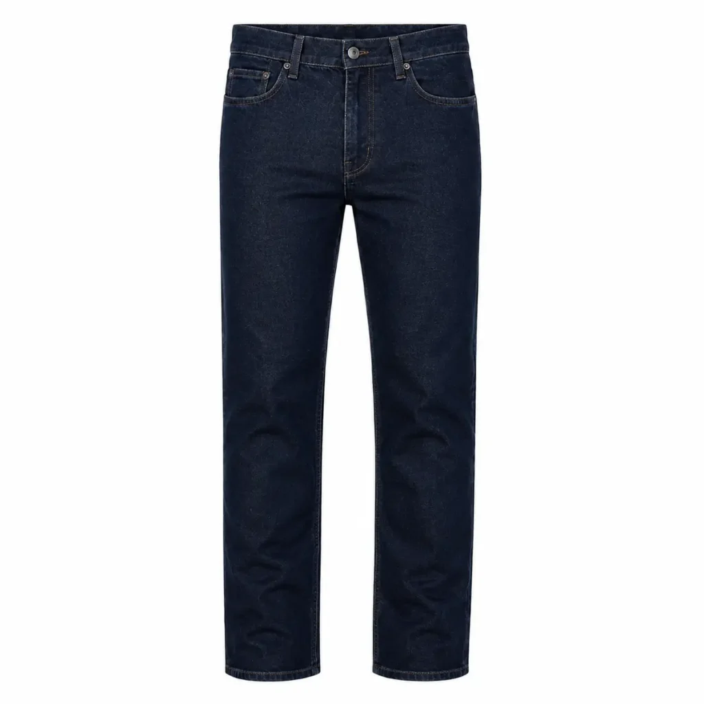 Pantalón jean recto elastizado Azul liso frente