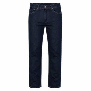 Pantalón jean recto elastizado Azul liso frente