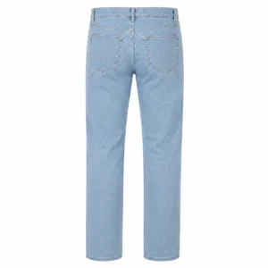 Pantalón jean recto elastizado Celeste liso espalda