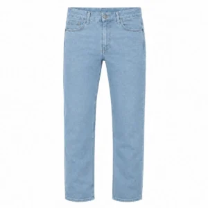 Pantalón jean recto elastizado Celeste liso frente