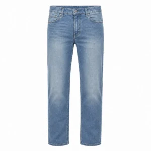 Pantalón jean recto elastizado Celeste localizado frente