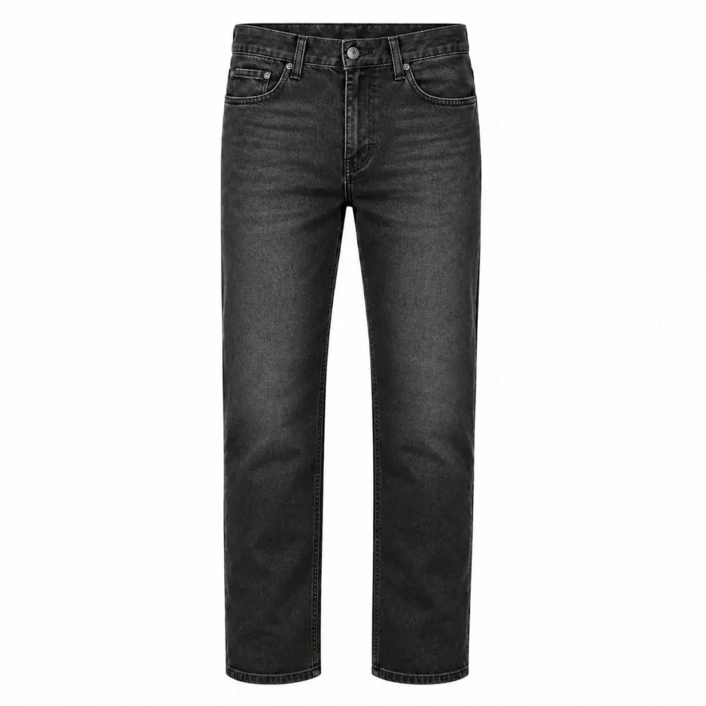 Pantalón jean recto elastizado Negro localizado (gris) frente