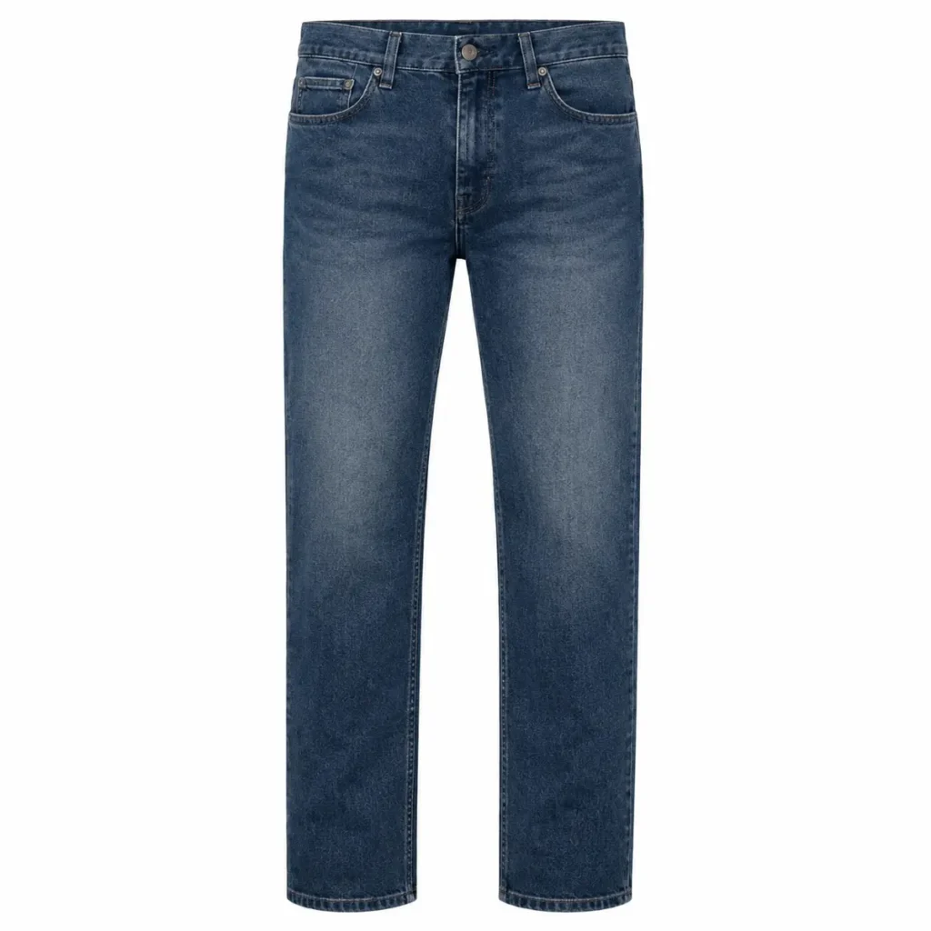 Pantalón jean recto hombre semirrígido Azul localizado frente