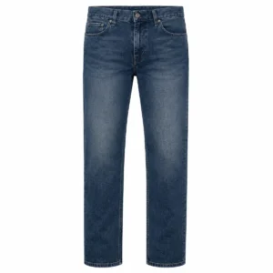 Pantalón jean recto hombre semirrígido Azul localizado frente
