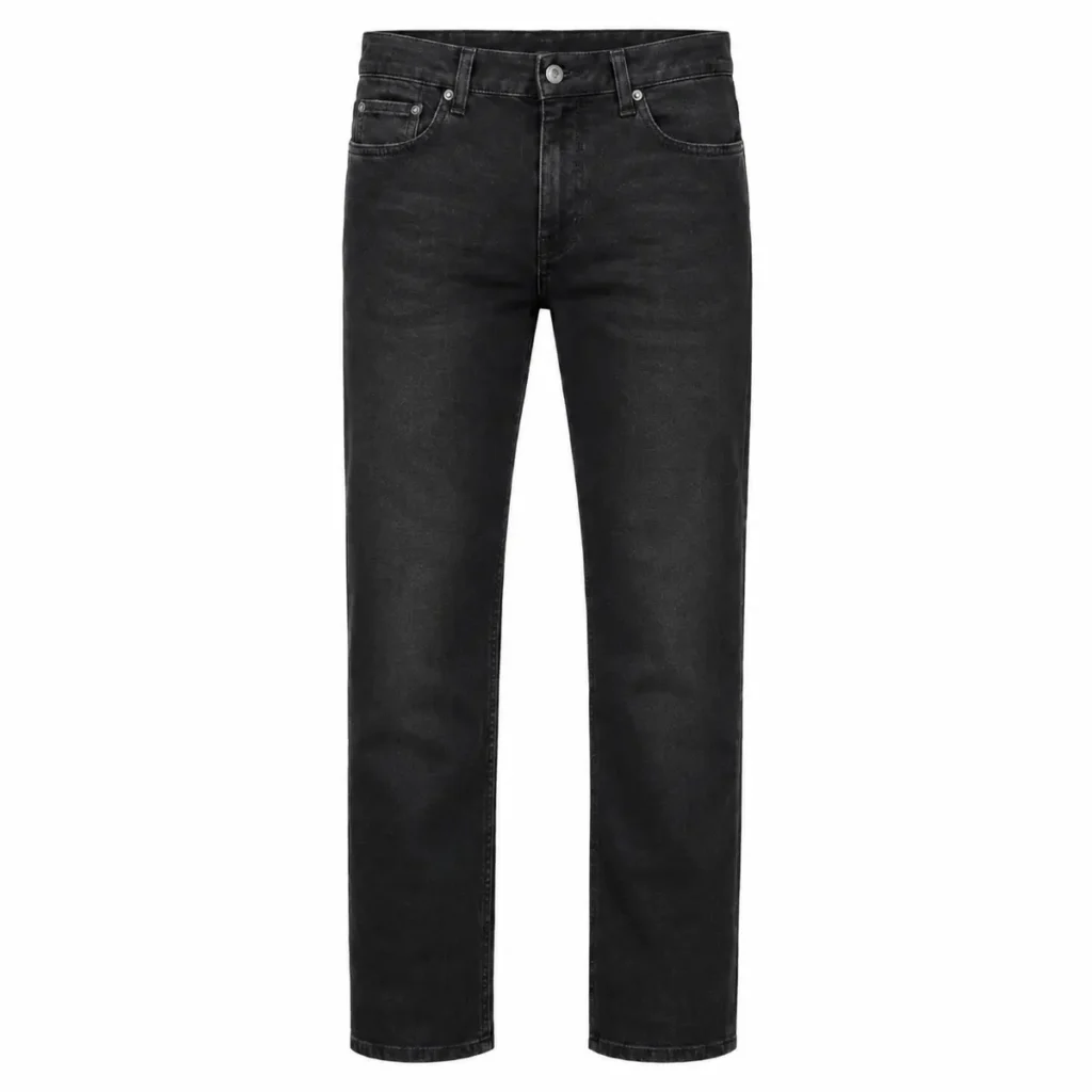 Pantalón jean recto hombre semirrígido Negro localizado (gris) frente
