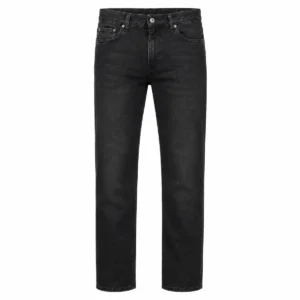 Pantalón jean recto hombre semirrígido Negro localizado (gris) frente