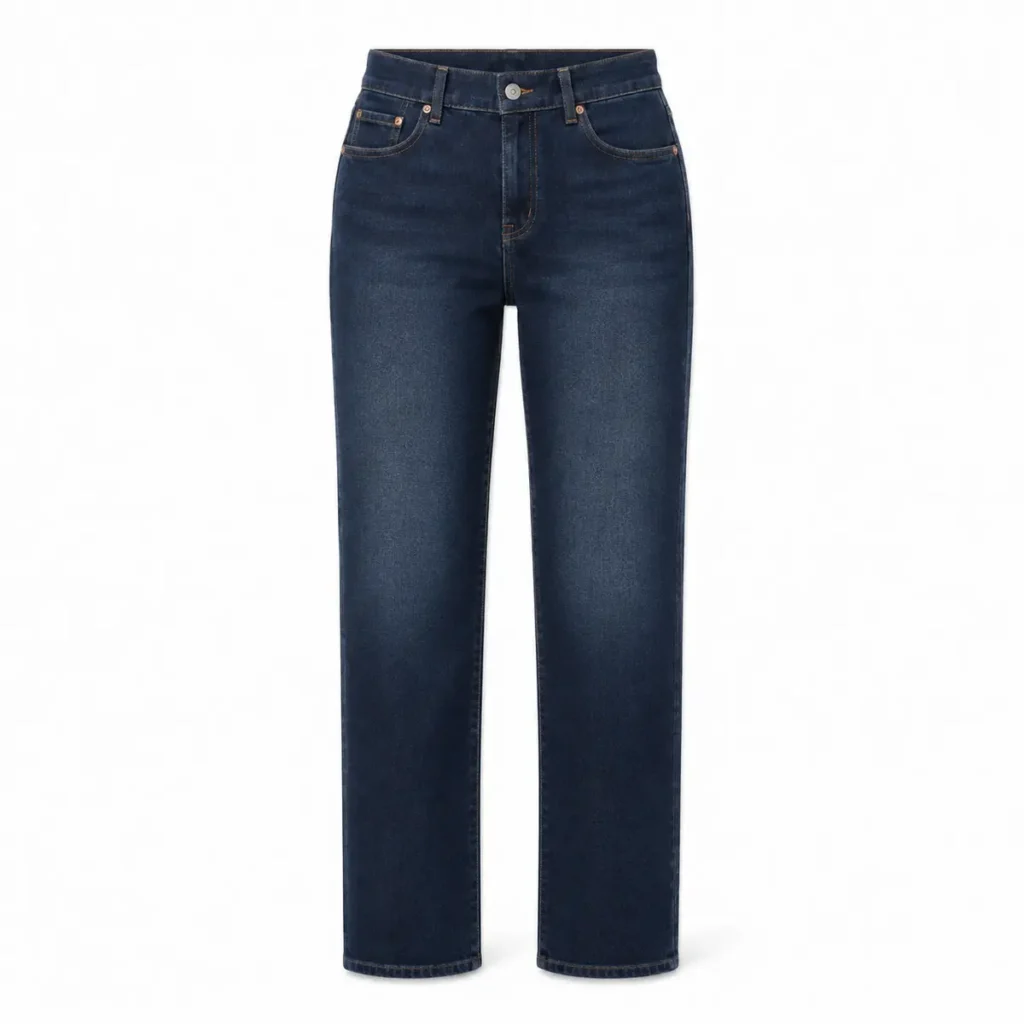 Pantalón jean recto mujer Azul localizado frente