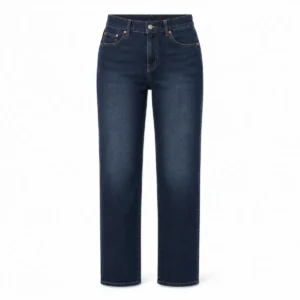 Pantalón jean recto mujer Azul localizado frente