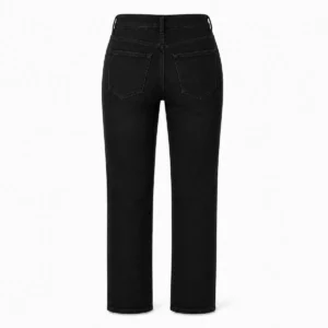 Pantalón jean recto mujer Negro liso espalda