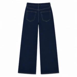 Pantalón wide leg mujer Azul liso espalda