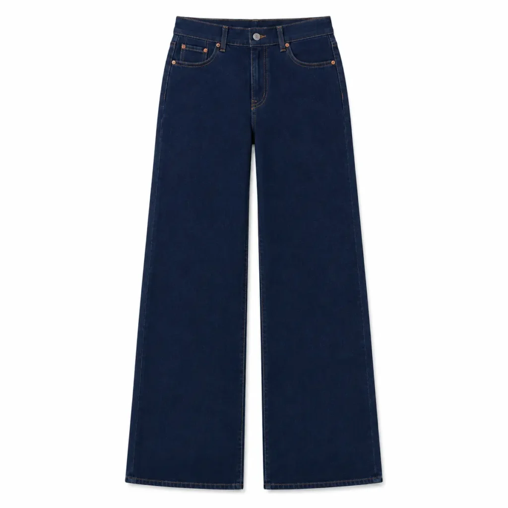 Pantalón wide leg mujer Azul liso frente