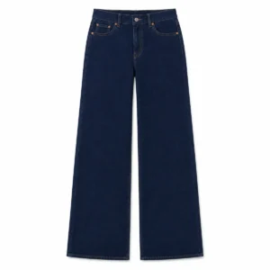 Pantalón wide leg mujer Azul liso frente