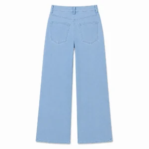 Pantalón wide leg mujer Celeste liso espalda