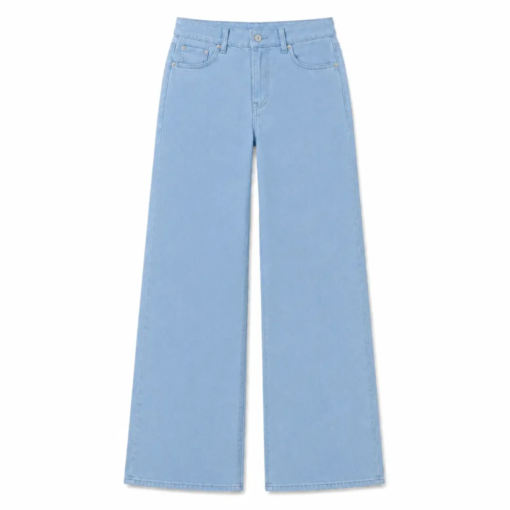Pantalón wide leg mujer Celeste liso frente