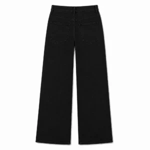 Pantalón wide leg mujer Negro liso espalda